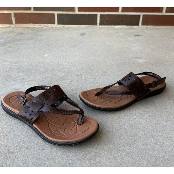 BOC Born Concept Brown Vegan Leather Flat Comfort Sandals Sz 6M - Picture 1 of 7